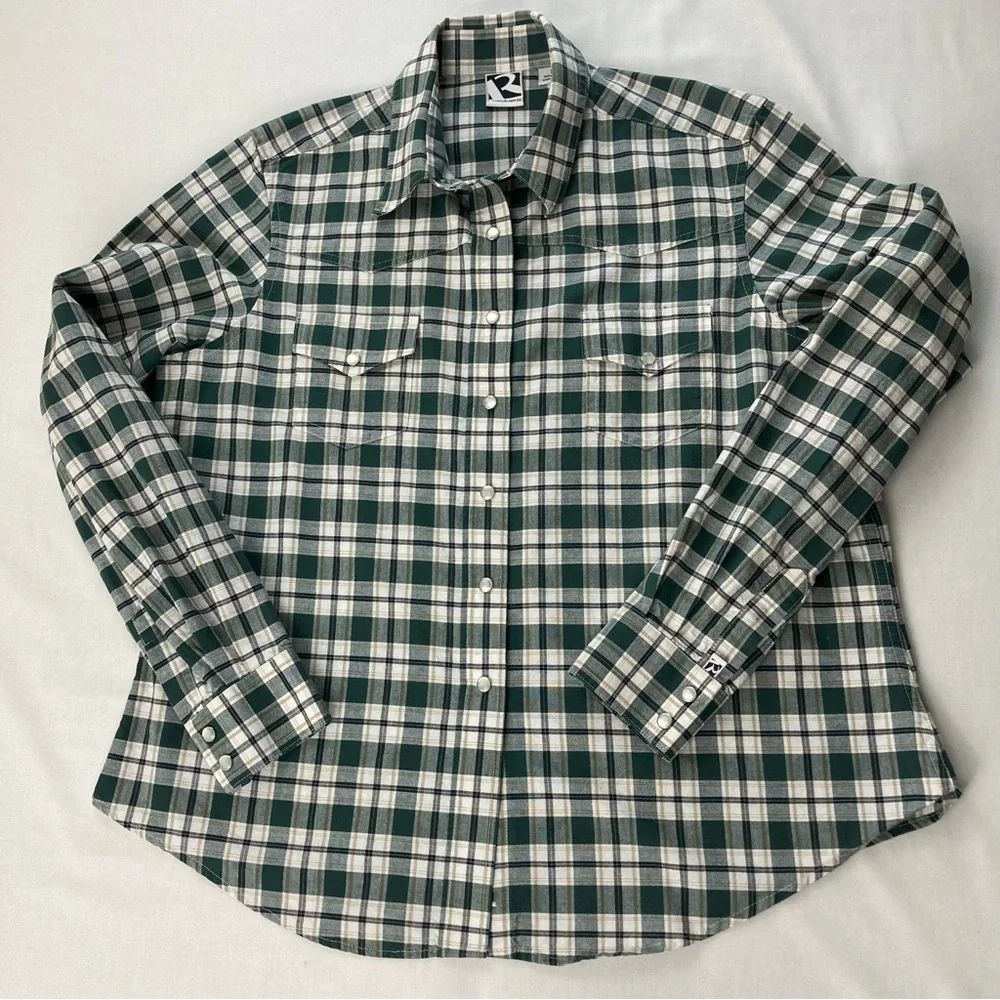 Vintage Rockies Forest Green Plaid Pearl Snap Western Shirt XL - Picture 4 of 14